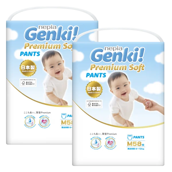 Combo 2 Tã quần Nhật Bản cao cấp Genki (M,58 miếng)