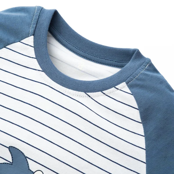 Bộ bé trai ngắn Animo HN323011 (6M-6Y,Sọc phối xanh)