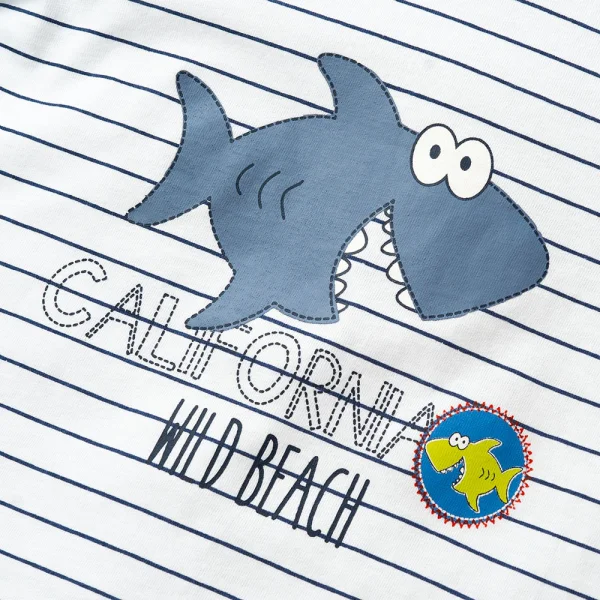 Bộ bé trai ngắn Animo HN323011 (6M-6Y,Sọc phối xanh)