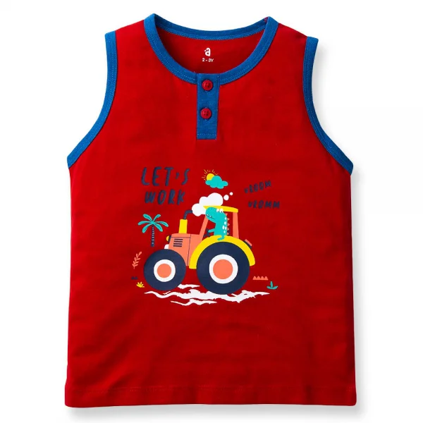 Bộ bé trai ngắn sát nách Animo HN323010 (6M-6Y,Đỏ phối xanh)