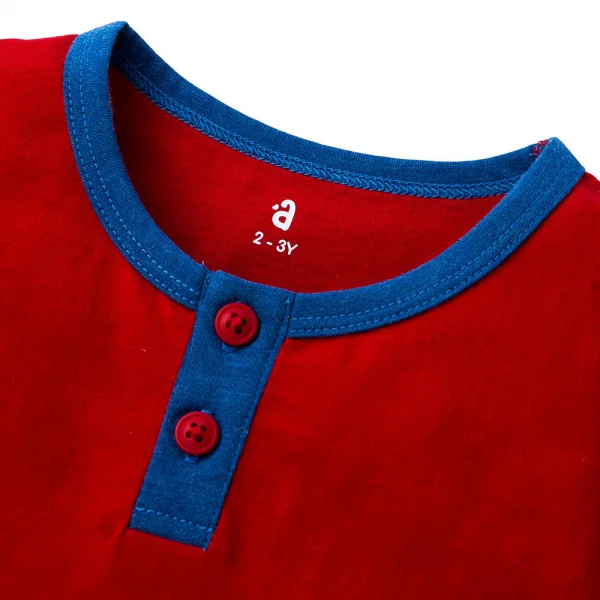 Bộ bé trai ngắn sát nách Animo HN323010 (6M-6Y,Đỏ phối xanh)