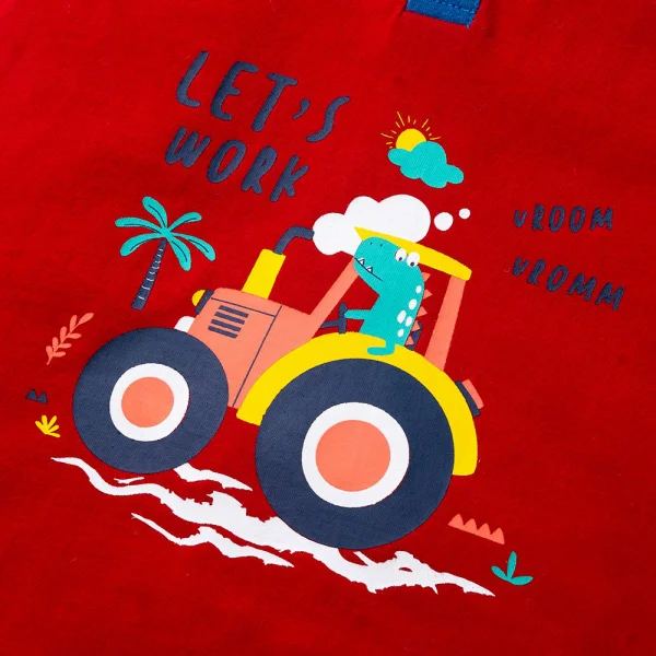 Bộ bé trai ngắn sát nách Animo HN323010 (6M-6Y,Đỏ phối xanh)