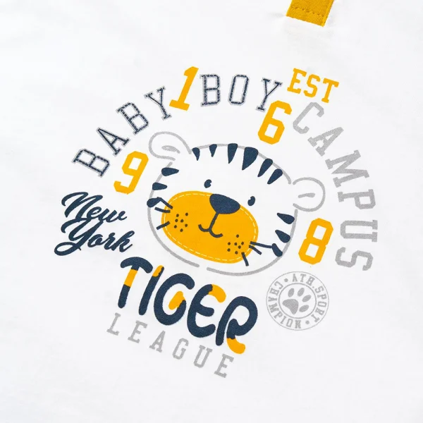 Bộ bé trai ngắn sát nách Animo HN323009 (6M-6Y,Trắng phối vàng)