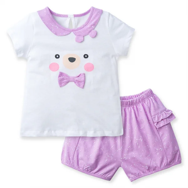 Bộ bé gái ngắn BST Gấu ngọt ngào Animo BH423002 (6M-6Y,Trắng)