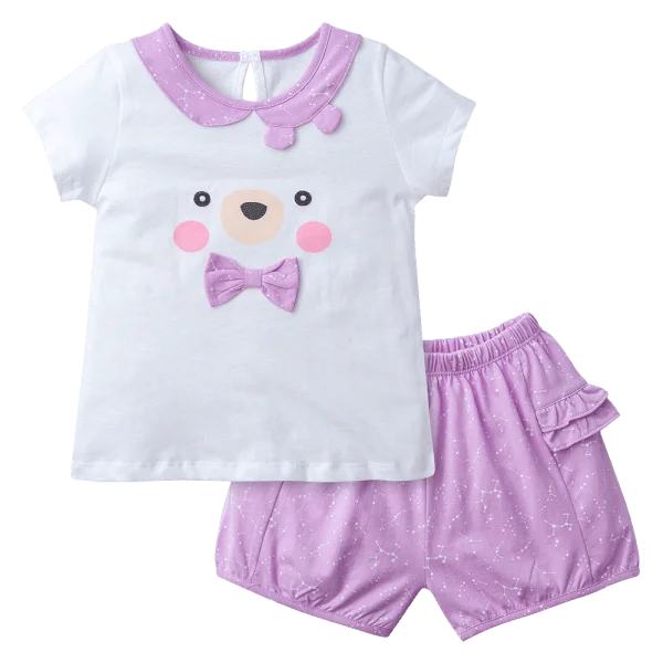 Bộ bé gái ngắn BST Gấu ngọt ngào Animo BH423002 (6M-6Y,Trắng)