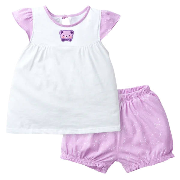 Bộ bé gái ngắn BST Gấu ngọt ngào Animo BH423003 (6M-6Y,Trắng)