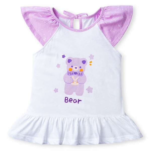 Bộ bé gái ngắn BST Gấu ngọt ngào Animo BH423004 (6M-6Y,Trắng)