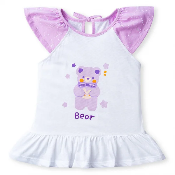 Bộ bé gái ngắn BST Gấu ngọt ngào Animo BH423004 (6M-6Y,Trắng)