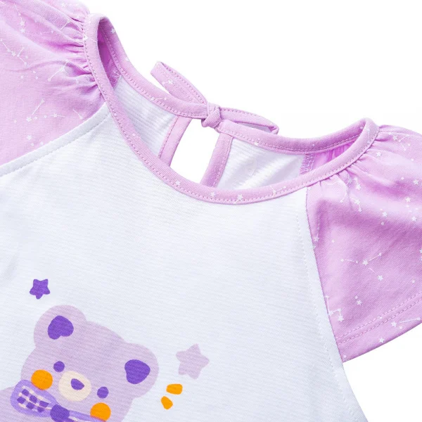 Bộ bé gái ngắn BST Gấu ngọt ngào Animo BH423004 (6M-6Y,Trắng)