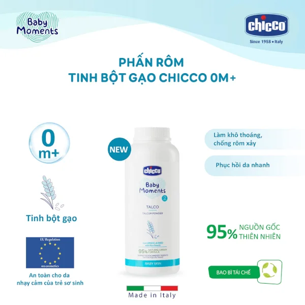 Phấn Rôm Tinh Bột Gạo Chicco 150g