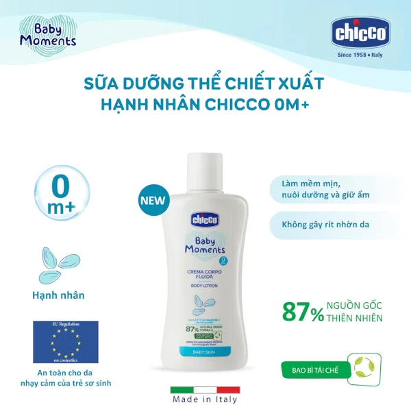 Sữa dưỡng thể chiết xuất hạnh nhân Chicco 0M+ 200ml