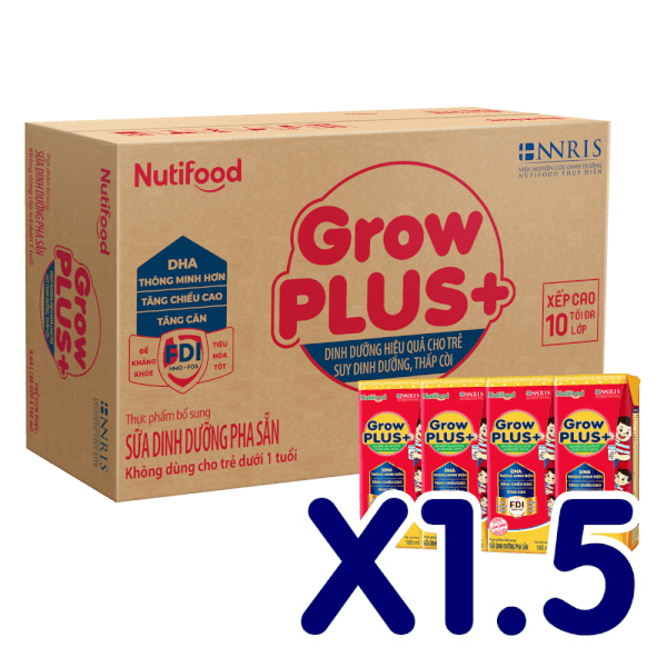 Combo 1.5 thùng Sữa GrowPLUS+ Hộp 180ml (lốc 4 hộp)