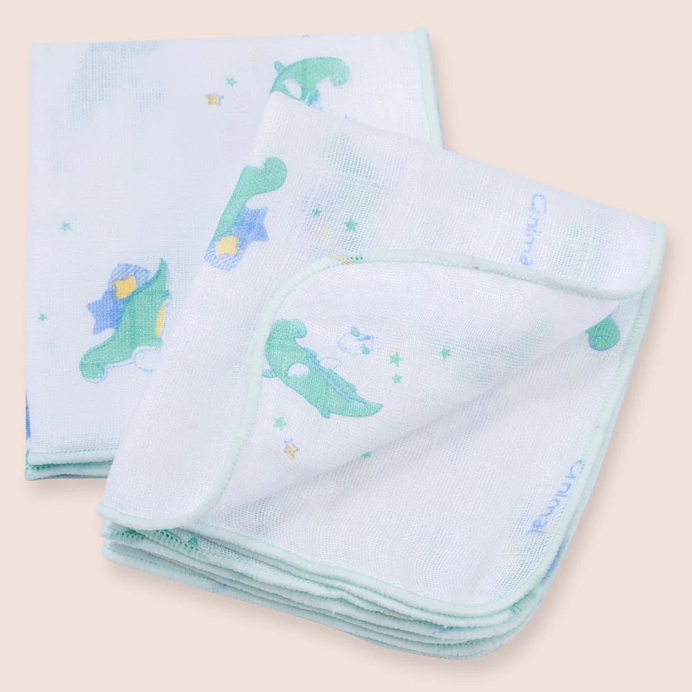 Khăn gạc in hình 4 lớp Cotton Animo T2304_NBA003 (25x28cm,5 cái) (giao màu ngẫu nhiên)