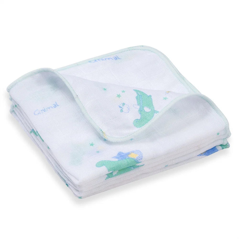 Khăn gạc in hình 4 lớp Cotton Animo T2304_NBA003 (25x28cm,5 cái) (giao màu ngẫu nhiên)