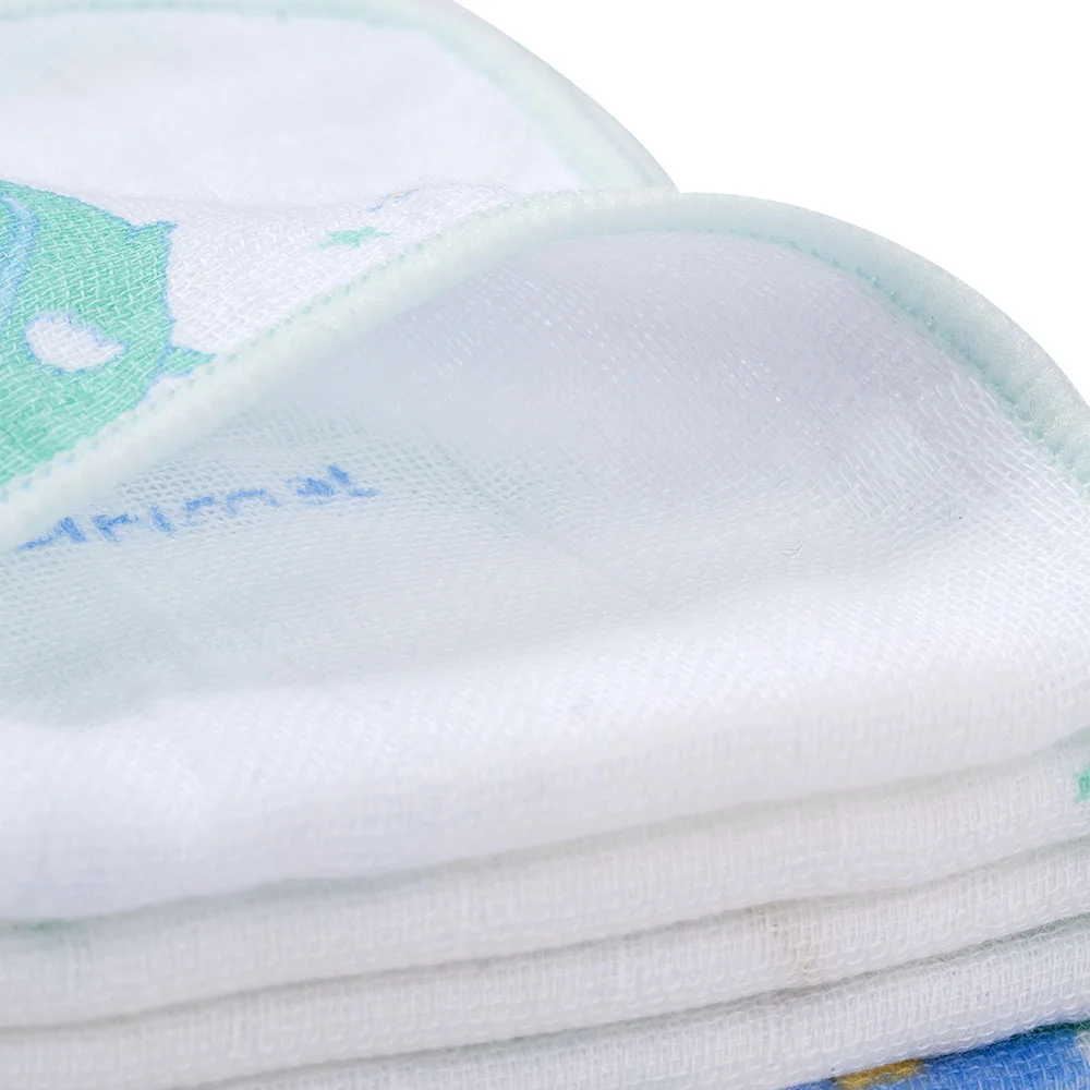 Khăn gạc in hình 4 lớp Cotton Animo T2304_NBA003 (25x28cm,5 cái) (giao màu ngẫu nhiên)