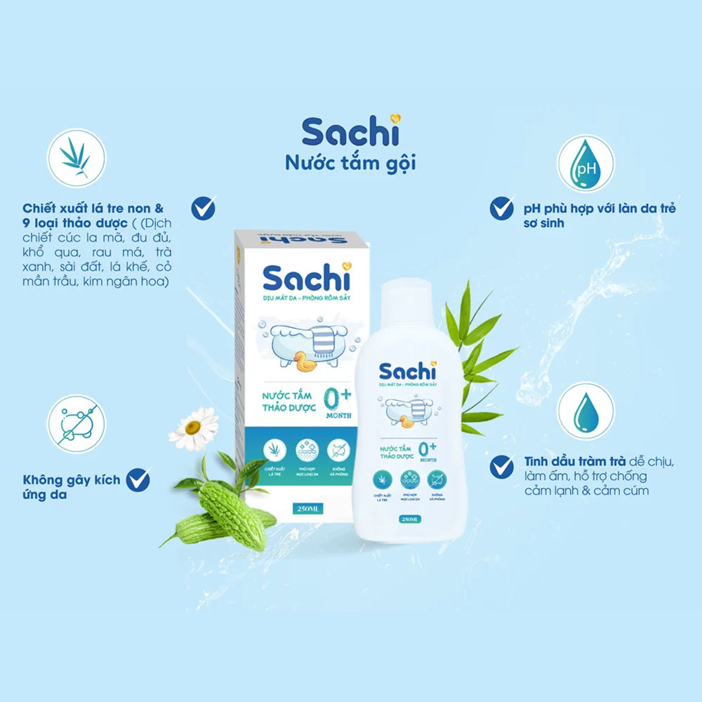 Nước tắm thảo dược Sachi 250ml