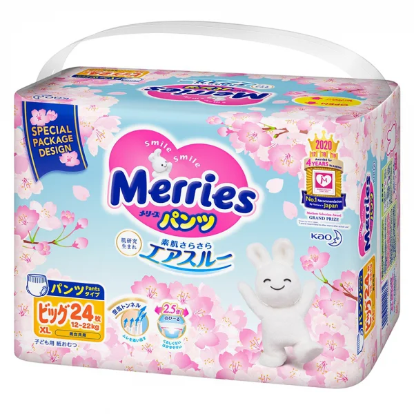 Bỉm Tã Quần Merries Sakura (XL, 12-17kg, 24 miếng)