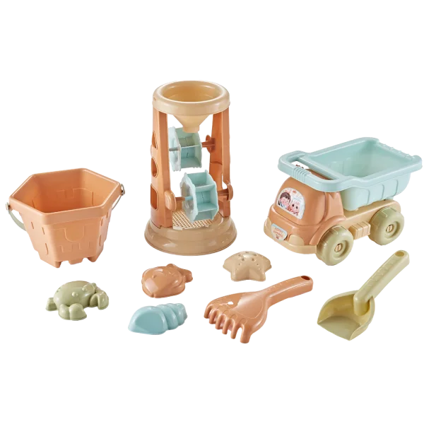 Đồ chơi đi biển guồng quay cát, xe tải chở cát kèm dụng cụ 9 pcs JS060292 C2305
