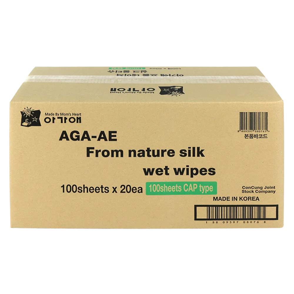 Thùng 20 gói Khăn ướt chiết xuất tự nhiên Aga-ae, 100 tờ