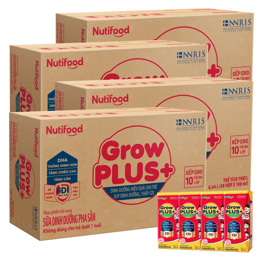 Combo 4 thùng Sữa GrowPLUS+ Hộp 180ml (lốc 4 hộp)