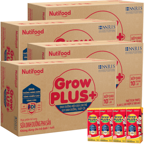 Combo 4 thùng Sữa GrowPLUS+ Hộp 180ml (lốc 4 hộp)