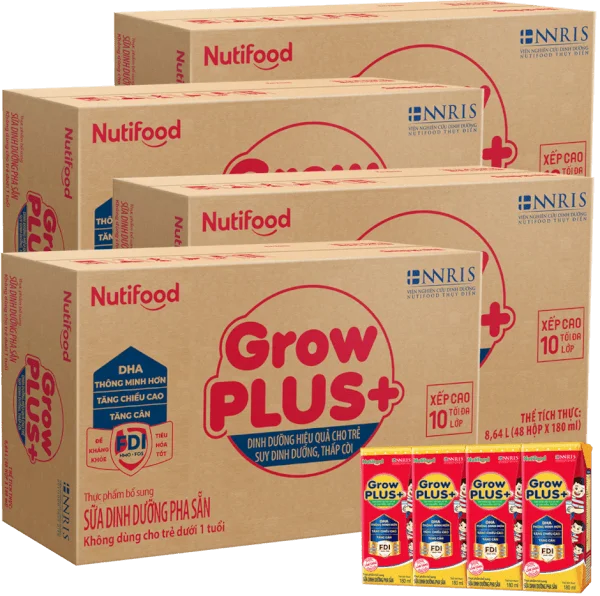 Combo 4 thùng Sữa GrowPLUS+ Hộp 180ml (lốc 4 hộp)