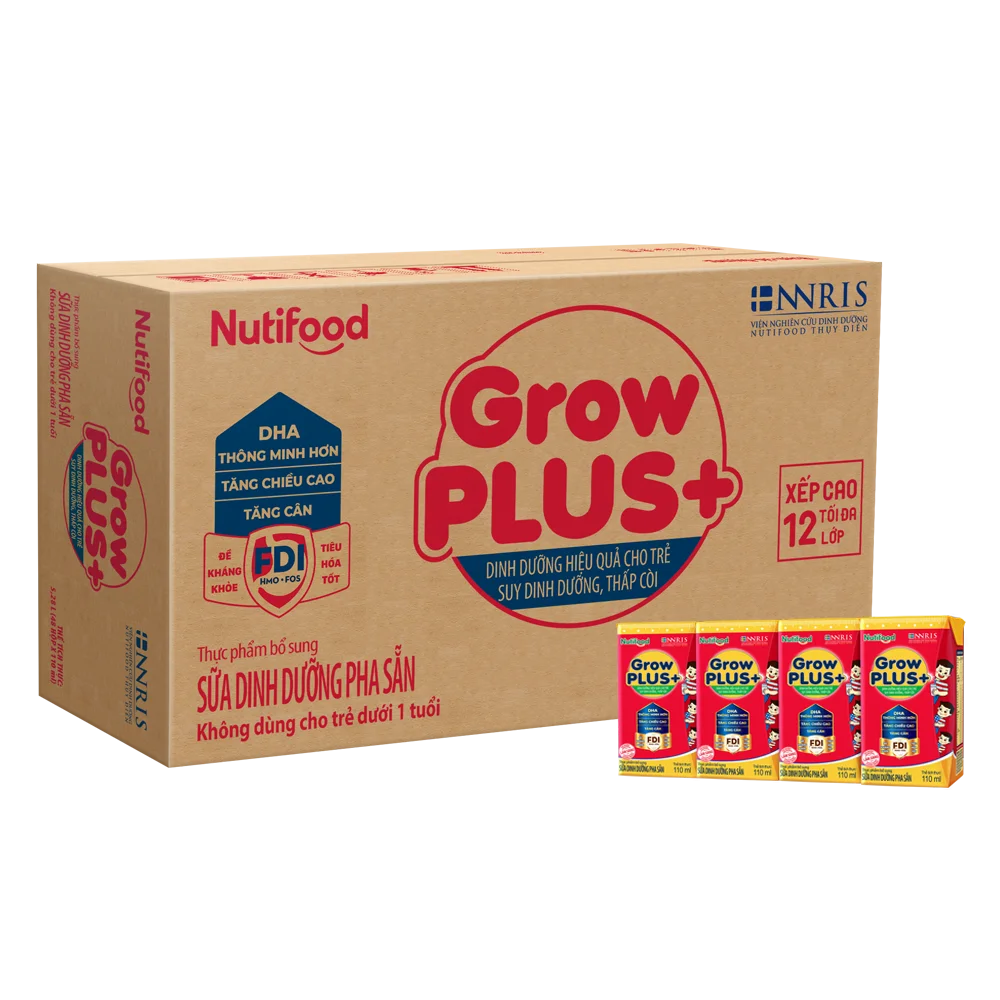 Thùng Sữa GrowPLUS+ Hộp 110ml (lốc 4 hộp)