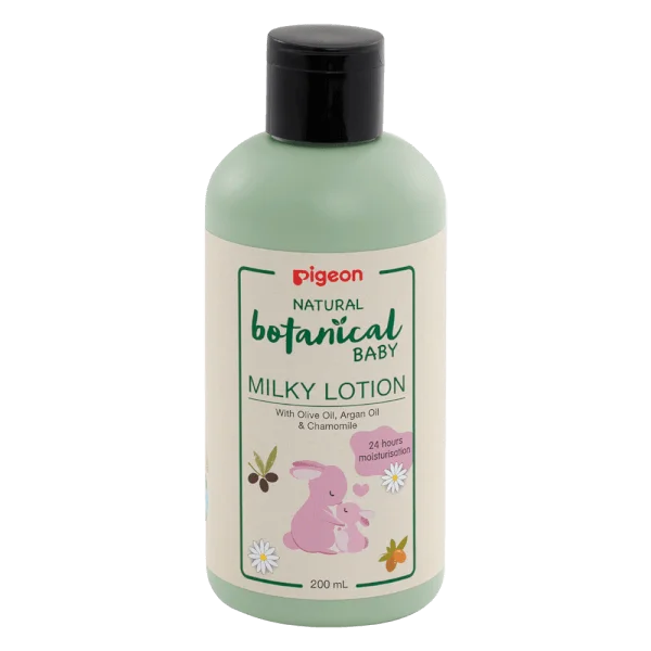 SỮA DƯỠNG DA CHO BÉ NATURAL BOTANICAL (DÙNG BAN ĐÊM) 200ML - PIGEON NATURAL BOTANICAL BABY MILKY LOTION 200ML
