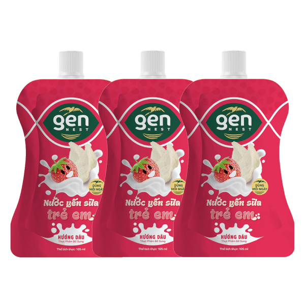 Combo 3 Nước yến sữa trẻ em Gennest hương Dâu 105ml