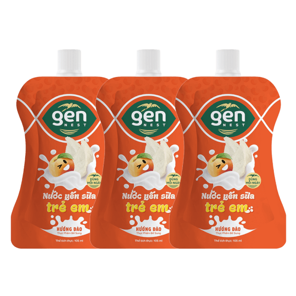 Combo 3 Nước yến sữa trẻ em Gennest hương Đào 105ml