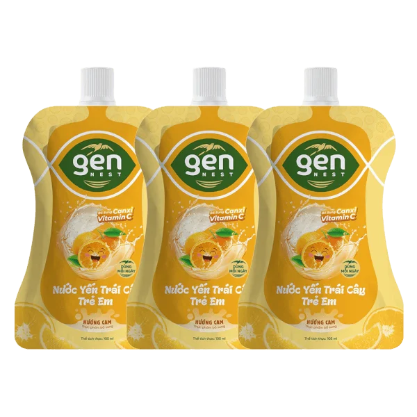 Combo 3 TUI  NUOC YEN GENNEST 105ML 5% Trẻ em Hương Cam