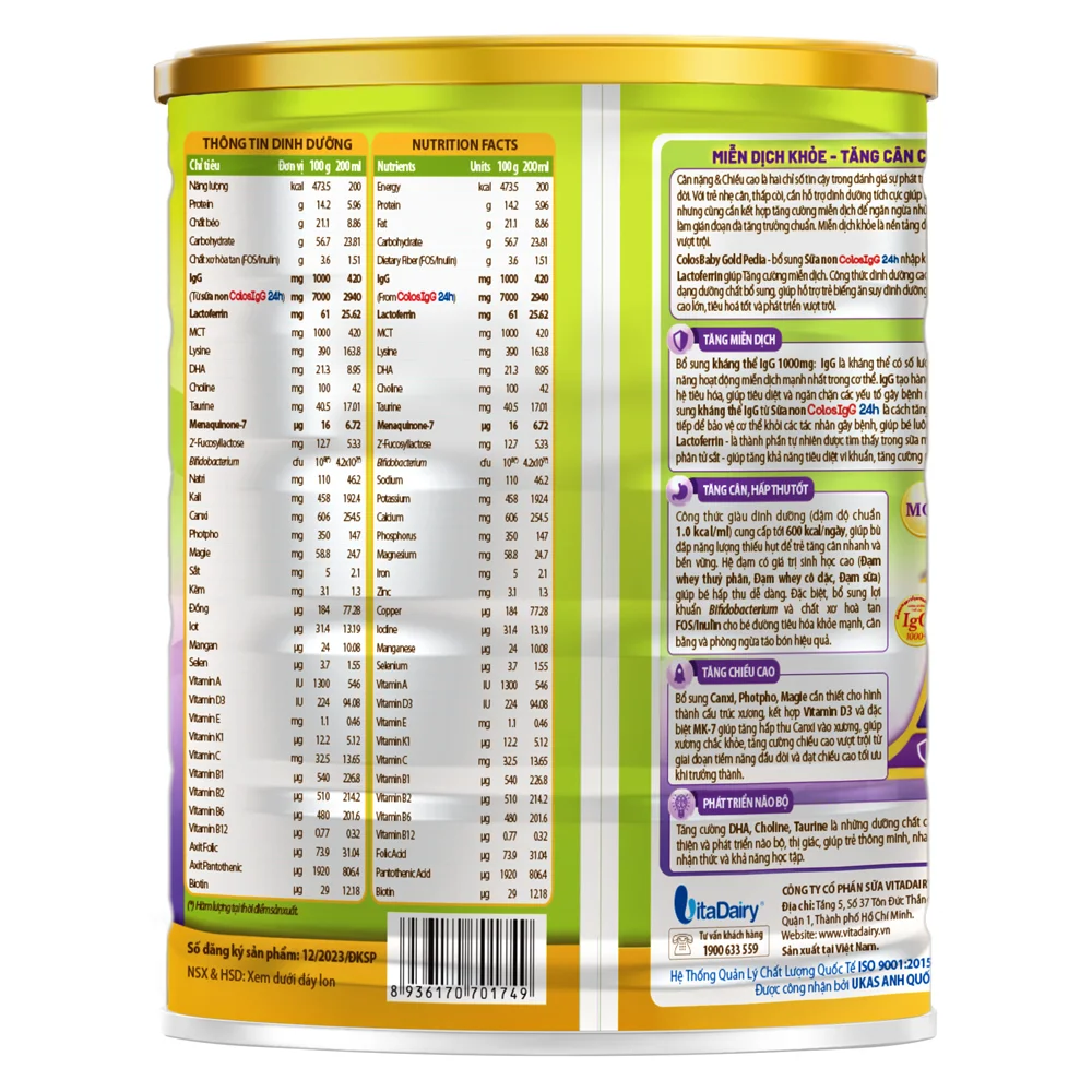 Sữa ColosBaby Gold Pedia 800g (1 - 10 tuổi)