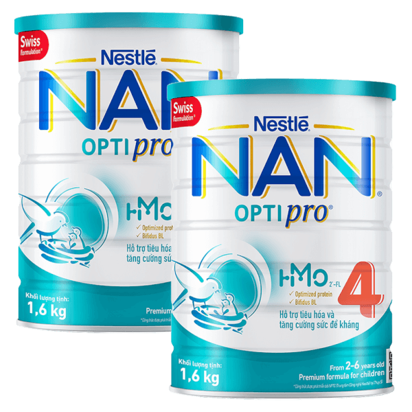 Combo 2 Sữa Nan Optipro 4 1.6kg, HMO (2-6 tuổi)