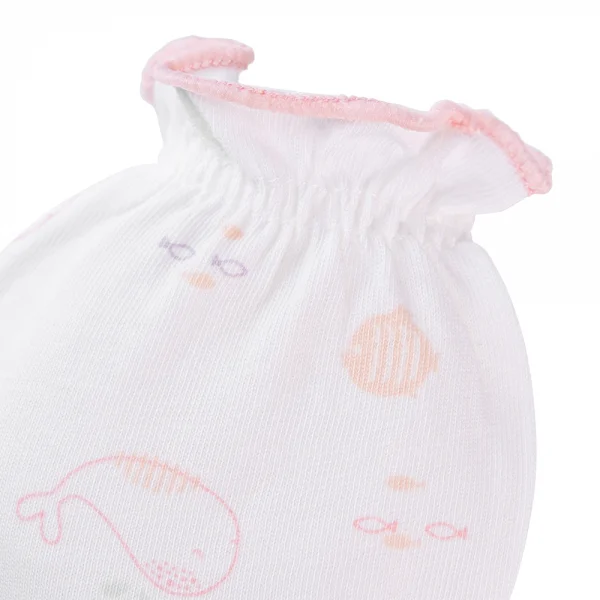 Bộ bao tay chân sơ sinh thun Animo BA1022042 (NB,Hồng họa tiết)