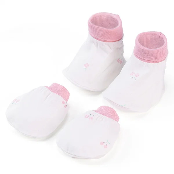 Bộ bao tay chân sơ sinh bo Animo BA1022034 (NB,Hồng họa tiết)