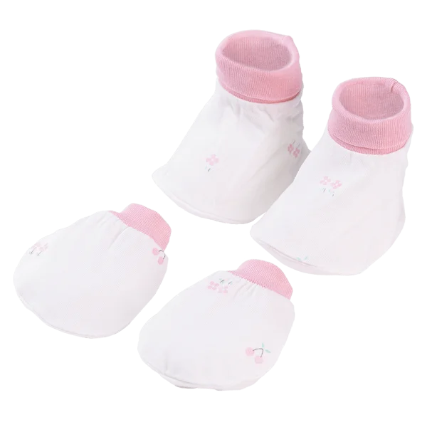 Bộ bao tay chân sơ sinh bo Animo BA1022034 (NB,Hồng họa tiết)