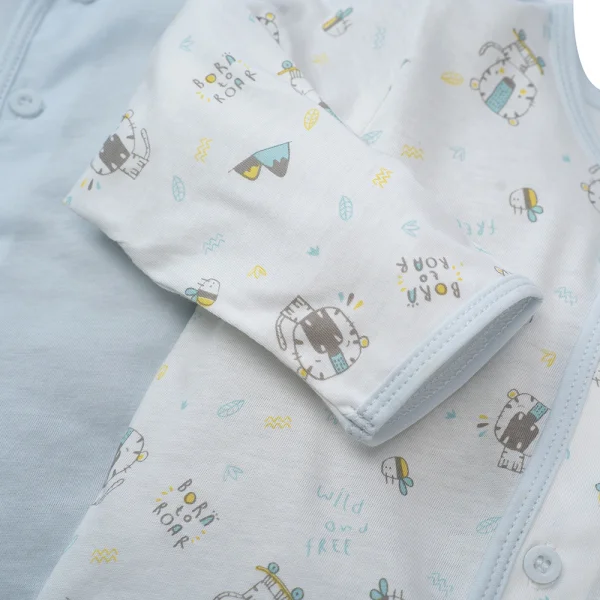 Cặp áo sơ sinh cài giữa tay dài Animo KV422076 (NB-12M,Xanh biển)