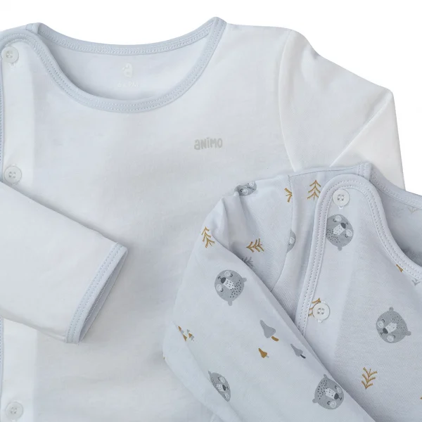 Cặp áo sơ sinh cài chéo tay dài Animo KV422062 (NB-12M,Xám)