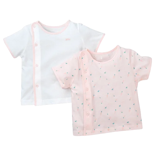 Cặp áo sơ sinh cài chéo tay ngắn Animo KV422056 (NB-12M,Hồng)