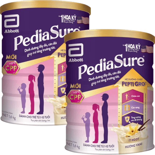 Combo 2 Thực phẩm dinh dưỡng y học cho trẻ 1-10 tuổi: Pediasure vani 1.6kg
