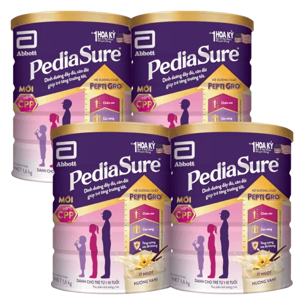 Combo 4 Thực phẩm dinh dưỡng y học cho trẻ 1-10 tuổi: Pediasure vani 1.6kg
