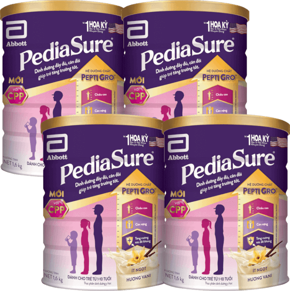 Combo 4 Thực phẩm dinh dưỡng y học cho trẻ 1-10 tuổi: Pediasure vani 1.6kg