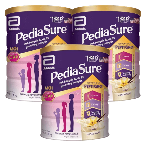 Combo 3 Thực phẩm dinh dưỡng y học cho trẻ 1-10 tuổi: Pediasure vani 1.6kg