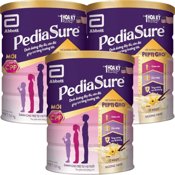 Combo 3 Thực phẩm dinh dưỡng y học cho trẻ 1-10 tuổi: Pediasure vani 1.6kg