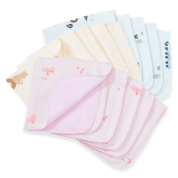 Khăn gạc sợi tre 4 lớp Animo T2304_NBA004 (25x25cm,5 cái) (giao màu ngẫu nhiên)