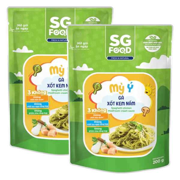 Combo 2 Mỳ Ý gà xốt kem nấm SG Food 200g