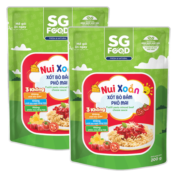 Combo 2 Nui xoắn xốt bò bằm phô mai SG Food 200g