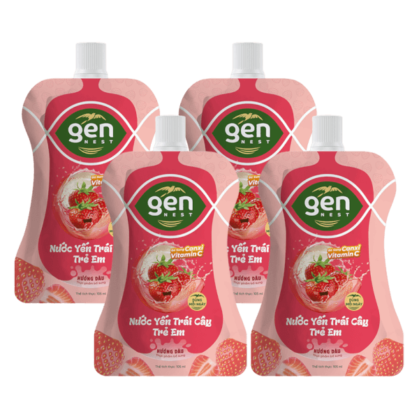 Combo 4 TUI  NUOC YEN GENNEST 105ML 5% Trẻ em Hương Dâu