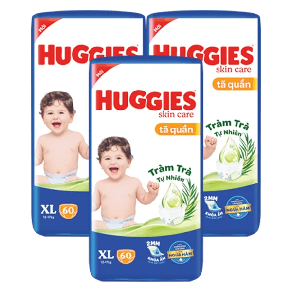 Combo 3 Tã quần Huggies Skincare gói cực đại (XL, 12-17kg, 60 miếng)