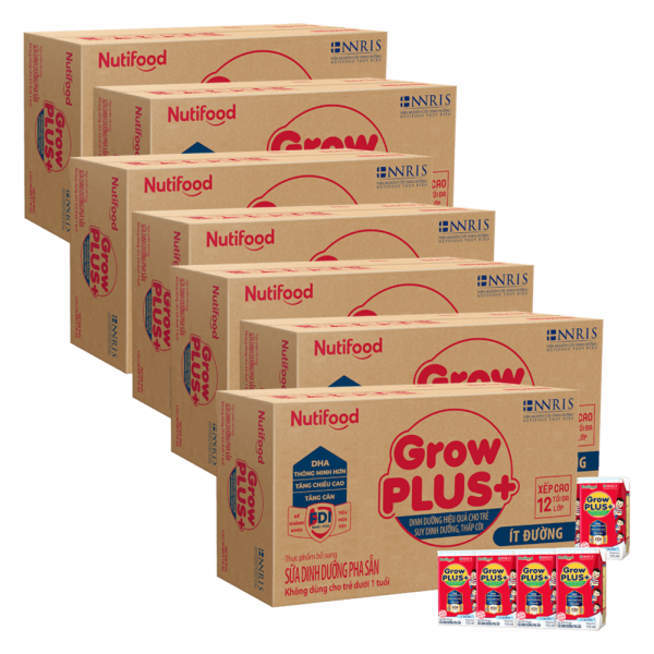 Combo 7 thùng Sữa GrowPLUS+ ít đường 110ml (lốc 4 hộp)